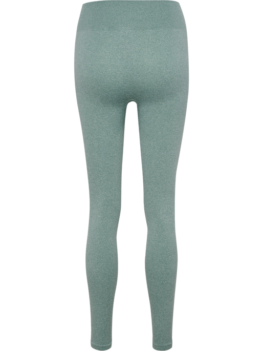 hmlYOGA SEAMLESS RIB MW TIGHTS, CHINOIS GREEN MELANGE, packshot