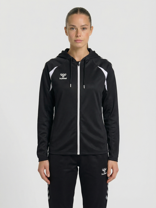 hmlCORE 2.0 ZIP HOODIE WOMAN, BLACK/WHITE, model