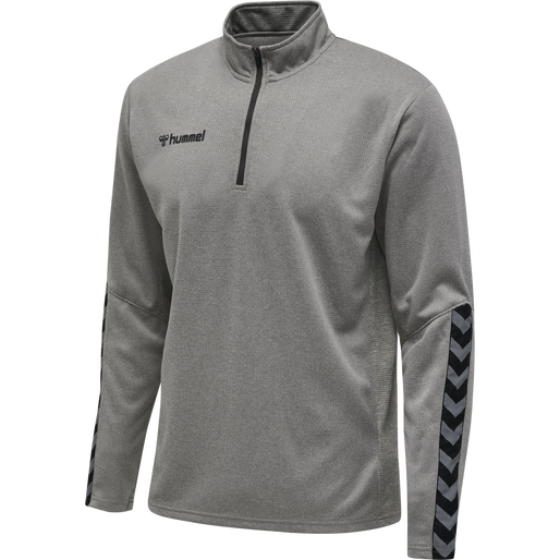 hmlAUTHENTIC KIDS HALF ZIP SWEATSHI, GREY MELANGE, packshot