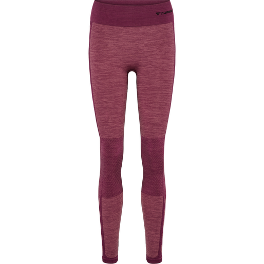 hmlCLEA SEAMLESS MID WAIST TIGHTS, GRAPE WINE/CRUSHED BERRY MEL, packshot