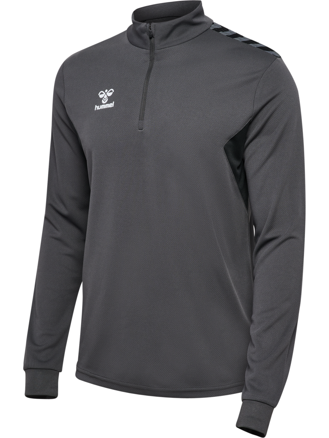 hmlAUTHENTIC HALF ZIP SWEAT, ASPHALT, packshot