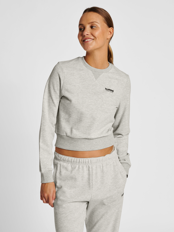 hmlLGC SHAI SHORT SWEATSHIRT, TOFU MELANGE, model