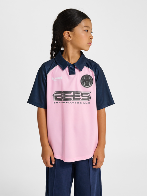 hmlJR LOOSE TIGER SOCCER JERSEY S/S, ROSEATE SPOONBILL, model