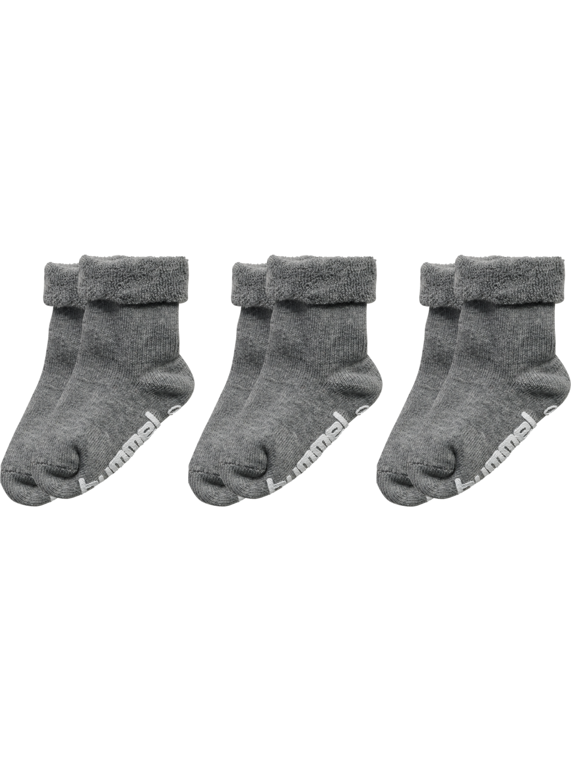 hmlMINI NON SLIP 3-PACK SOCK, GREY MELANGE, packshot