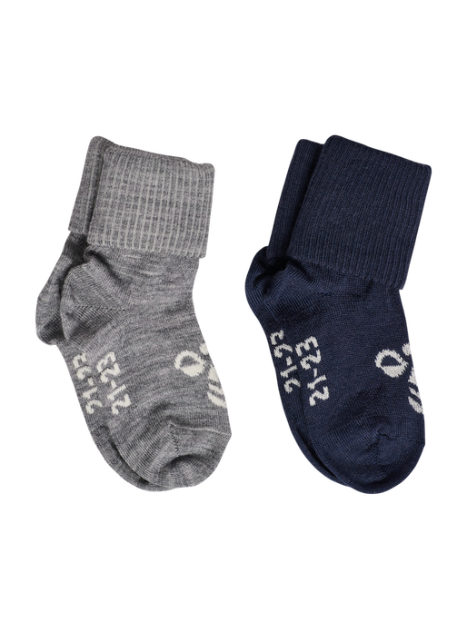 hmlMINI WOOL 2-PACK SOCKS, DRESS BLUES/GREY MELANGE, packshot