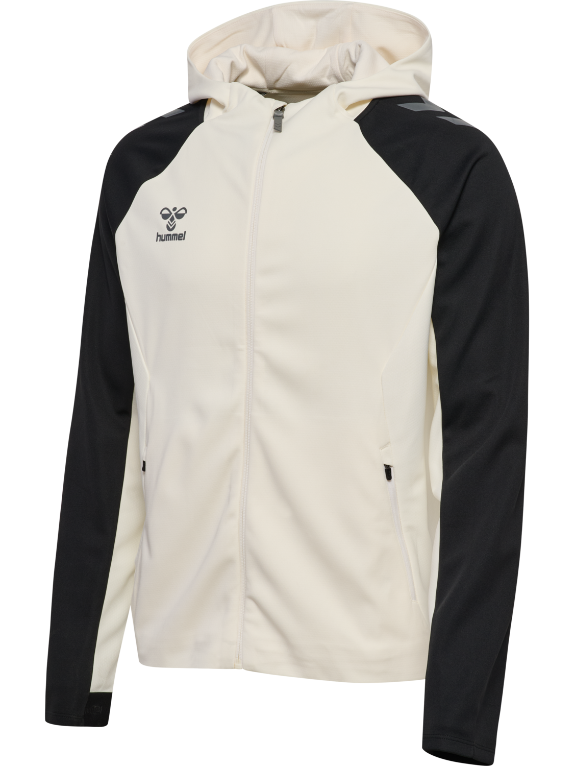 hmlCIMA 2.0 ZIP HOODIE, MARSHMALLOW/BLACK, packshot