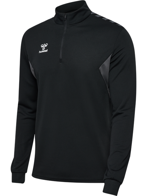 hmlAUTHENTIC HALF ZIP SWEAT, BLACK, packshot