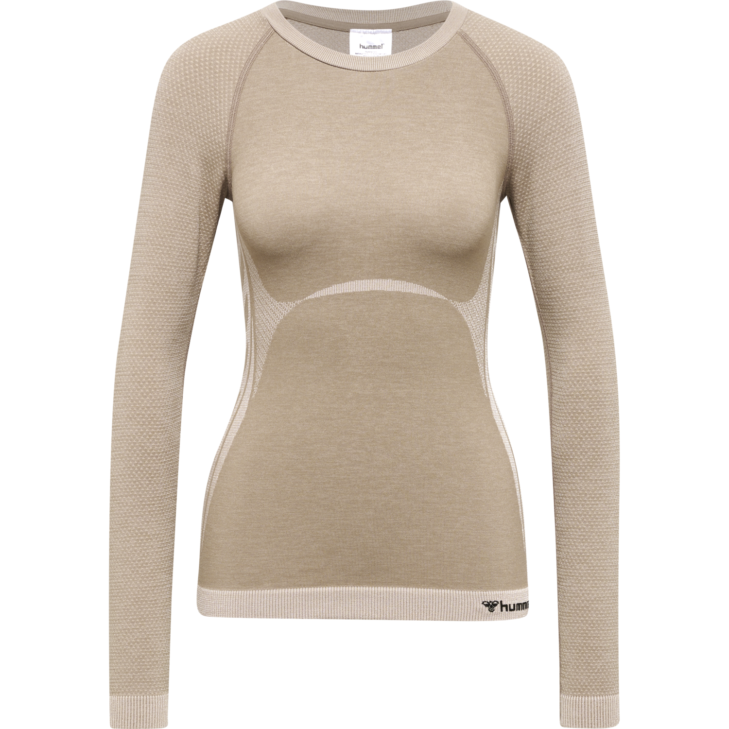 hmlCLEA SEAMLESS TIGHT T-SHIRT L/S, CHATEAU GRAY/DRIFTWOOD MELANGE, packshot