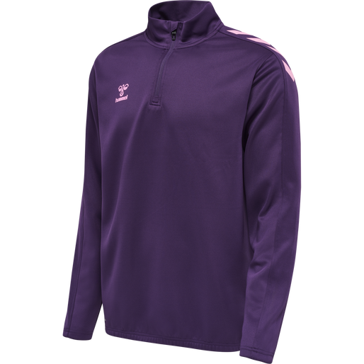 hmlCORE XK HALF ZIP POLY SWEAT, ACAI, packshot