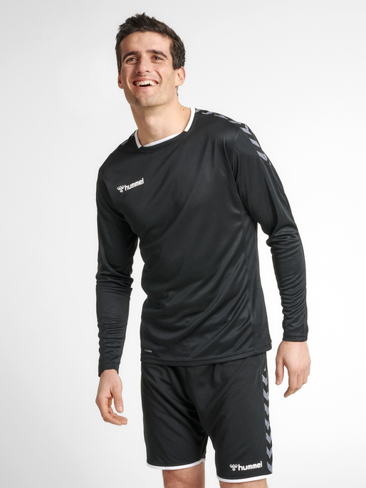 hmlAUTHENTIC POLY JERSEY L/S, BLACK/WHITE, model