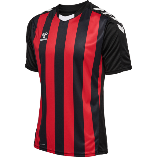 hmlCORE XK STRIPED JERSEY S/S, BLACK/TRUE RED, packshot