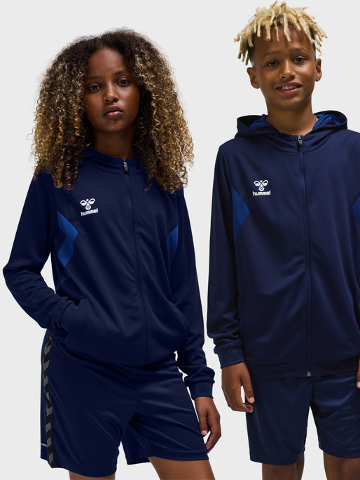 hmlAUTHENTIC PL ZIP HOODIE KIDS, MARINE, model