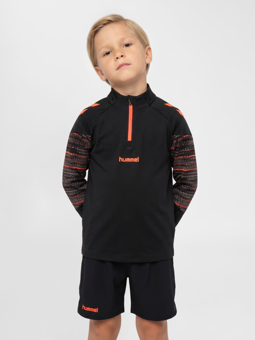 hmlBLAZE PRO TRAINING HALF ZIP KIDS, BLACK/ORANGE, model