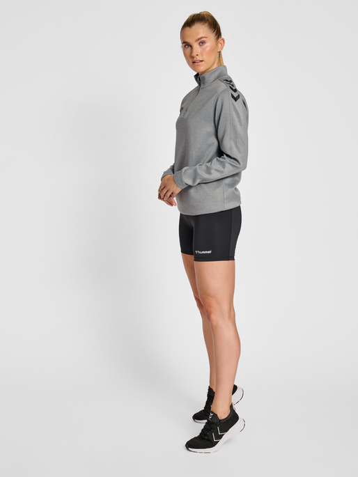 hmlCORE XK HALF ZIP SWEAT WOMAN, GREY MELANGE, model