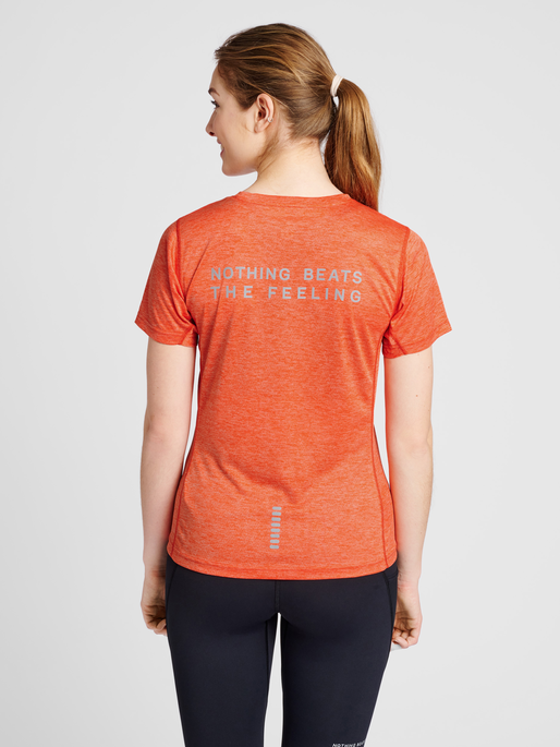 WOMEN STATEMENT T-SHIRT S/S, SPICY ORANGE MELANGE, model