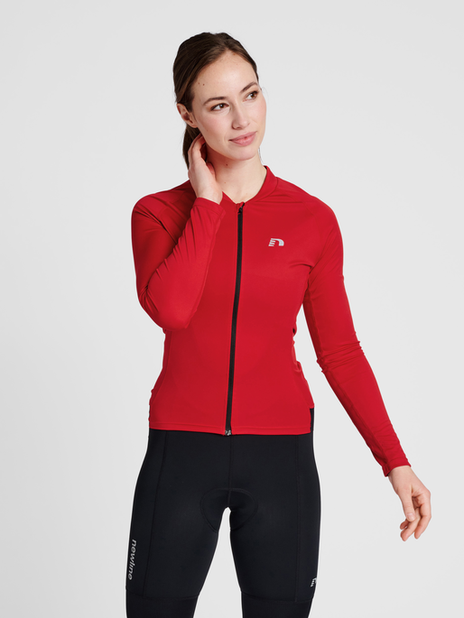 WOMENS CORE BIKE L/S JERSEY, TANGO RED, model