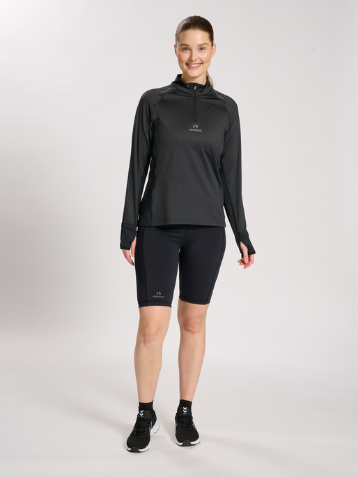 nwlMESA 1/2 ZIP L/S WOMAN, BLACK MELANGE, model