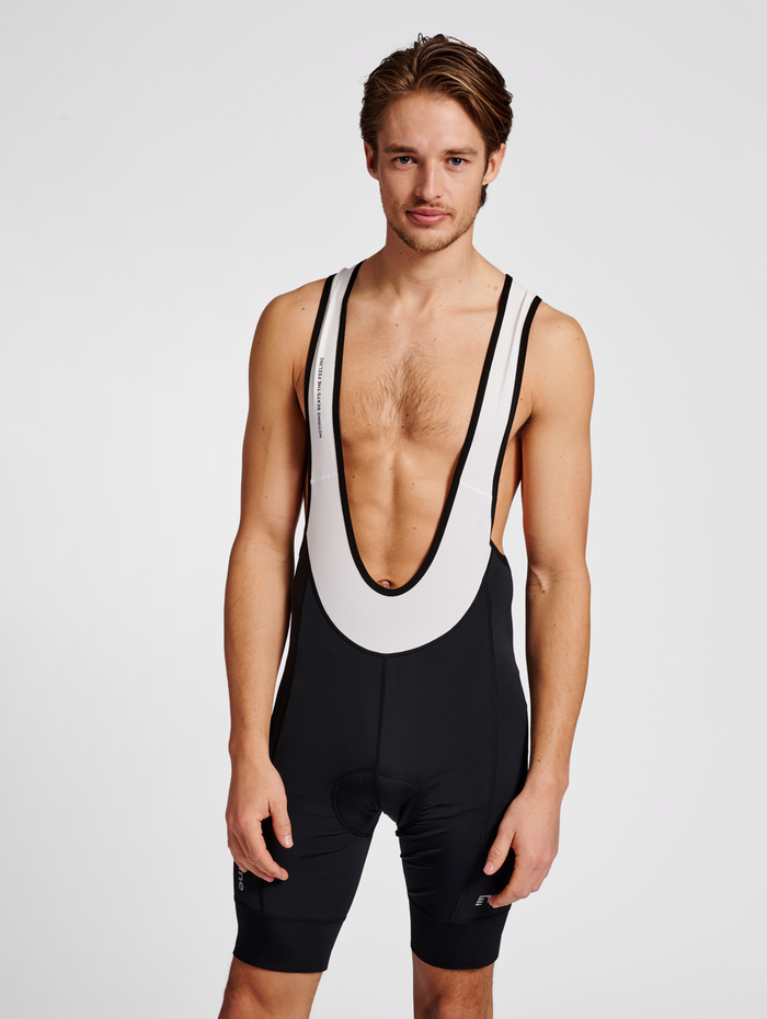 MENS CORE BIKE PANEL BIB SHORTS, BLACK/WHITE, model